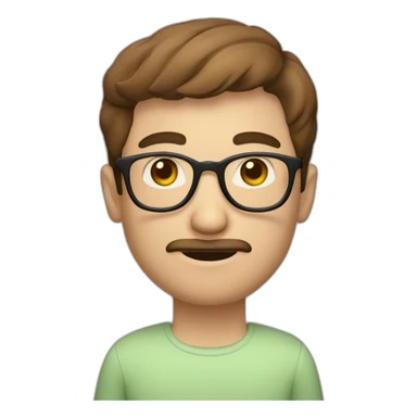 brown hair white guy with little mustache and goatee, wearing rounded glasses with meal in hands sticker