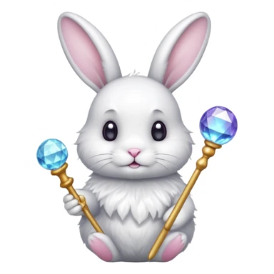 White bunny with wand and with crystal ball sticker