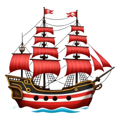 red and white lines pirate ships sticker