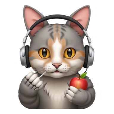cat in apple headphones (AirPods max) wit a blunt in his hand  sticker
