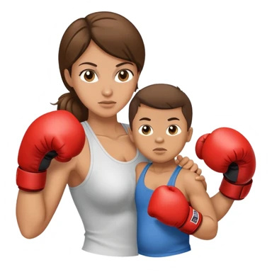 Light brunette fit mom boxing with baby boy sticker