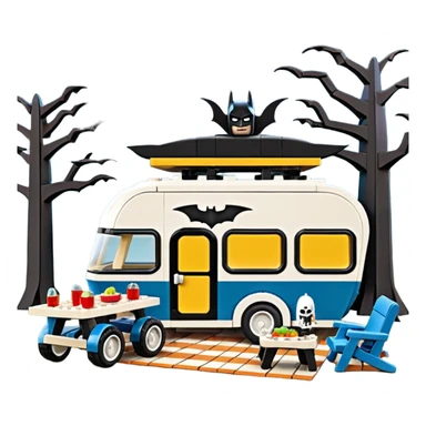 Jetson’s Ultra hotrod cute Lego Haunted Batman dream house Caravan with picnic table and folding chairs on top  sticker