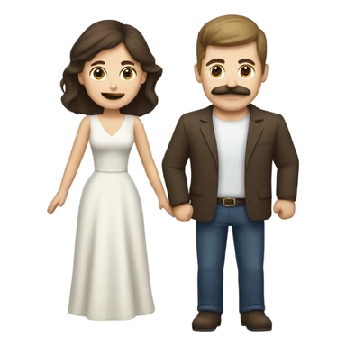 caucasian brunette couple moustache  sticker