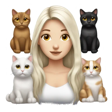 Long hair white girl with 2 cats  one brown and one black sticker