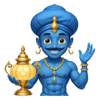 blue genie flies out of aladdin's lamp sticker
