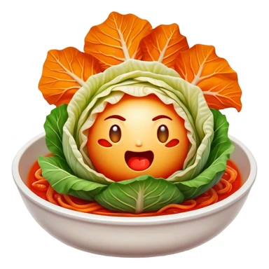 Cinematic Realistic Kimchi Dish Emoji, depicted as a vibrant fermented cabbage dish with a spicy kick rendered with detailed textures and dynamic, appetizing lighting. sticker