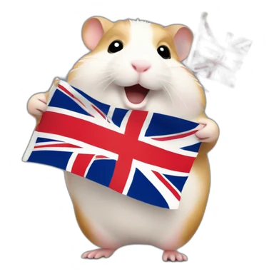 Fat hamster waiving small uk flag in its hand sticker