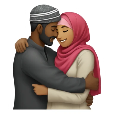 Black hijabi hugging Desi Muslim man  sticker