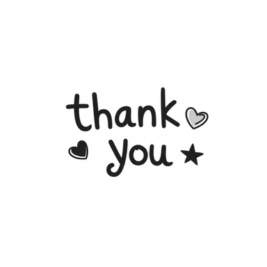 Hand drawn 'Thank You' text with decorative elements sticker