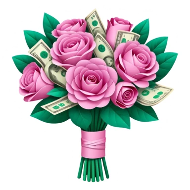big pretty pink bouquet made of money sticker