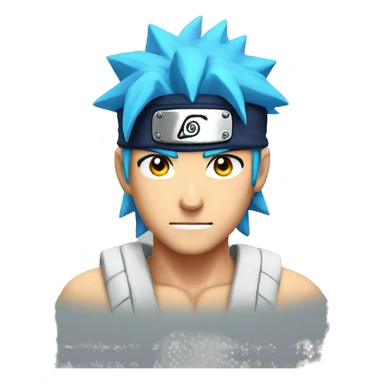 naruto character with bright blue hair, head band and yellow eyes sticker