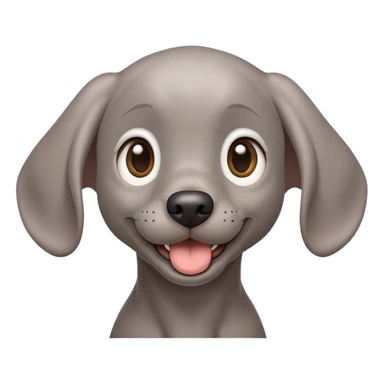 cinematic-comical-weimaraner puppy-portrait-emoji,-head-tilted-dramatically-with-an-exaggeratedly-amused-expression,-featuring-a-vibrant-grey-fur-with-a-lively-sheen,-wide,-expressive-brown-eyes-filled-with-playful-disbelief sticker