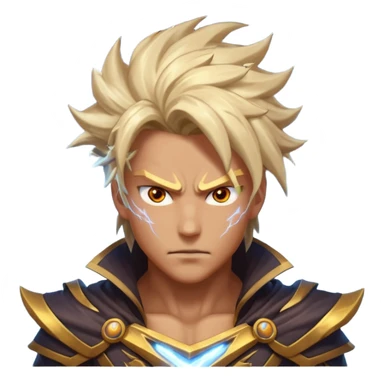 storm rider portrait, head and shoulders only, wind-swept hair, crackling lightning aura, storm clouds swirling behind, intense glowing eyes, epic fantasy vibe, 3D cartoon, mobile game icon style, clean background, no text, no watermark
 sticker