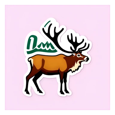 A caribou wearing a name tag that reads “I am Louis” sticker