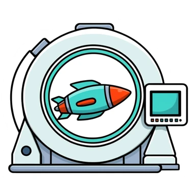 MRI machine that is decorated like a rocketship sticker