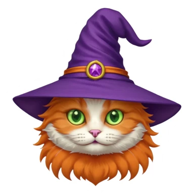 cat wear purple wicth hat sticker