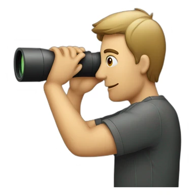 a man holding and looking through binoculars sticker
