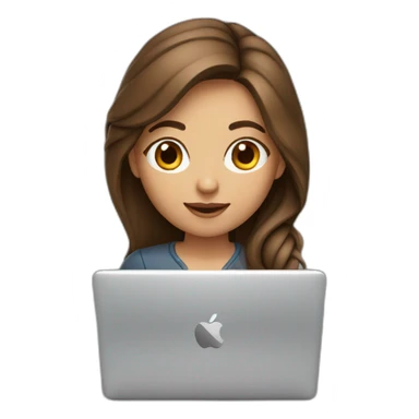 pretty programmer girl with brown hair working with MacBook sticker