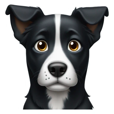 Black dog with white on its face, pointy ears and blue eyes sticker
