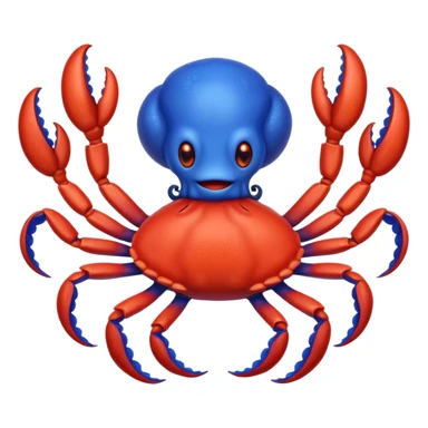 a red crab with two claws and a blue octopus are friends sticker