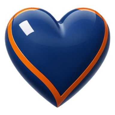 Glossy, sporty dark blue heart with diagonal orange athletic stripes going down one side sticker