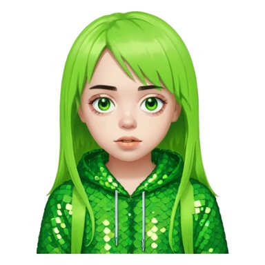 Billie Eilish with lime green sequin outfit sticker