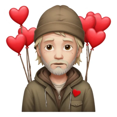Homeless man with Valentine’s Day decor smelly and ugly  white sticker