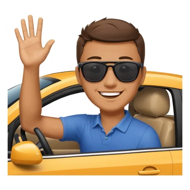 Hyundai ionic driving man waving behind sticker