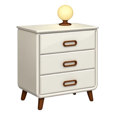 A cute and beautiful petite minimalistic neat Cupboard-commode-drawer-night-stand furniture with a night lamp on  sticker