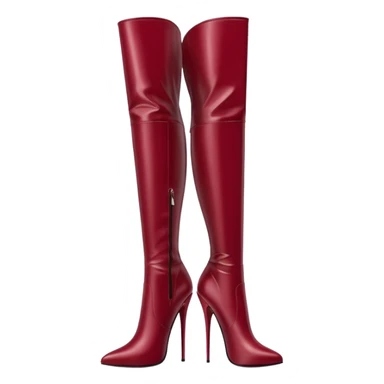 burgundy red latex knee high heel boots sticker