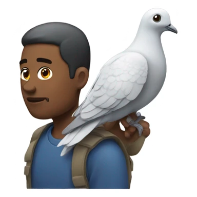 man with pigeon on shoulder  sticker