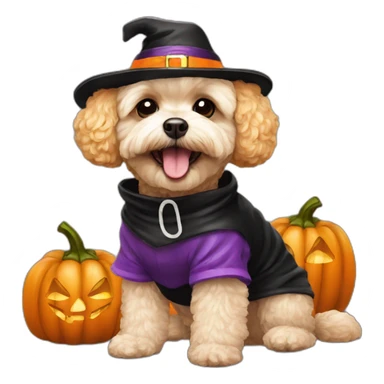 golden maltipoo in halloween costume sticker