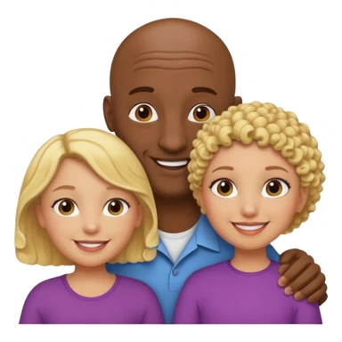 Papá calvo moreno, hija rizada y mamá rubia sticker