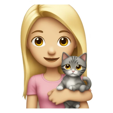 Blonde girl holding a cat sticker