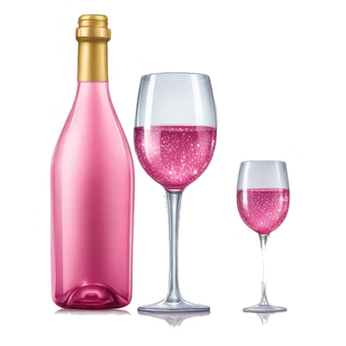 Realistic sparkling diamond glam bottle of pink Wine and matching long stem wine glass. sticker