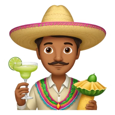 Mexican man w margarita and tortillas sticker
