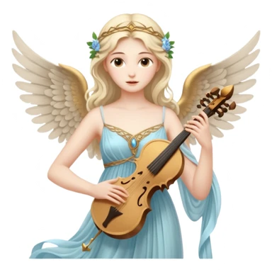 Muse of inspiration with wings and a lyre in her hand sticker