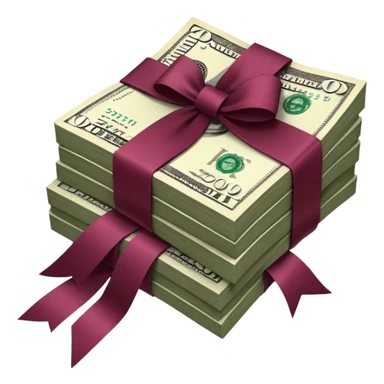 Dollar in burgundy colors, like a bundle of money sticker