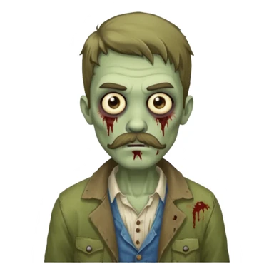 young zombie with long mustache sticker