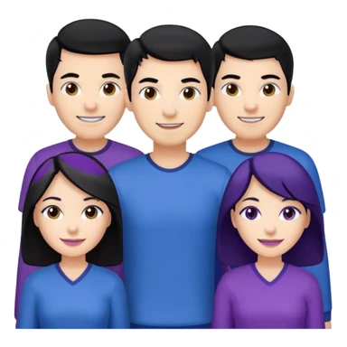 4people 2 men and 2 women. with black hair and white skin. ready to create a team. with blue and purple clothes sticker