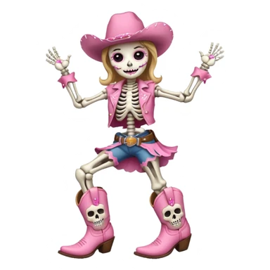 skeleton dancing in pink cowgirl boots sticker