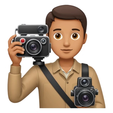 man hold film Camera ,on his shoulder sticker