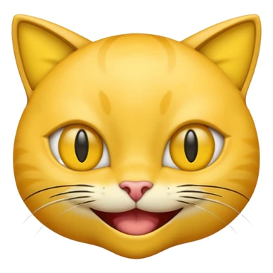 Yellow emoji with vertical slit cat eyes, huge creepy grin from ear to ear sticker