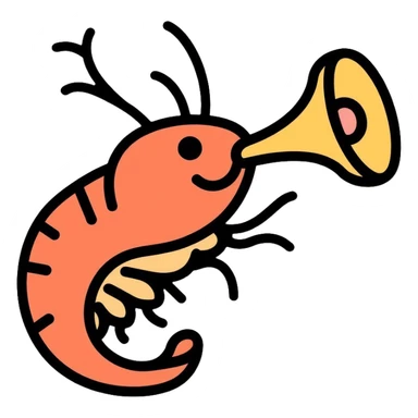 small shrimp plays the trumpet sticker