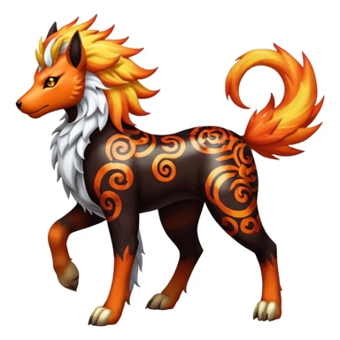 Shiny Exotic Gothic Rapidash-Houndoom-Arcanine-Pokémon-Fakémon-hybrid-creature sticker