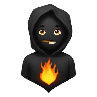 Black heart without a face with flames around it sticker