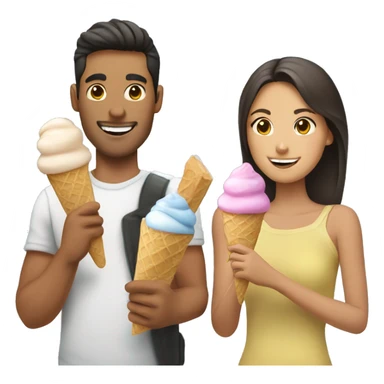 Argentine guy and Filipina girl couple eating ice cream bars sticker