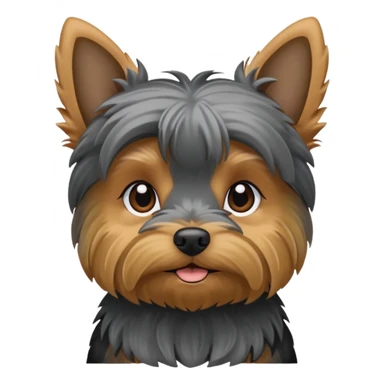 Yorkie with lowered down ears, mostly dark and grey, small sticker