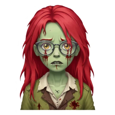 crowned woman zombie with glasses and red hair  sticker