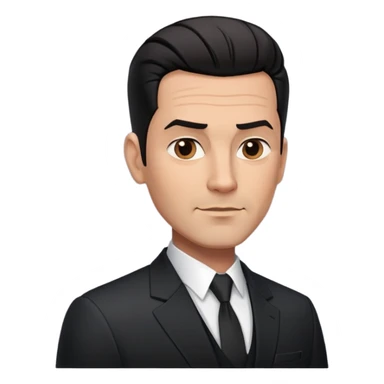 Good-looking robust man in his 40s with light brown skin tone, short slicked back straight black hair with fade haircut, strong square face, approachable TV host expression, black blazer with white buttoned shirt sticker